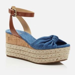 Michael Michael Kors Woman’s Maxwell Denim Mid Wedge Sandals - 10 M - NIB